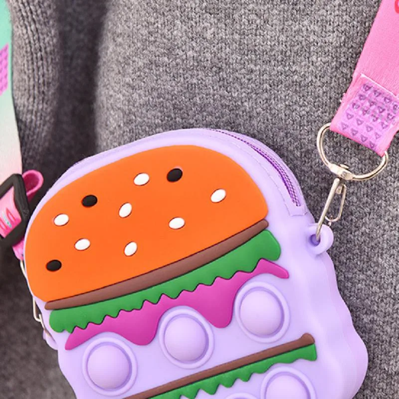 Hamburger Messenger Bag Cartoon Silicone Finger Press Storage Bag