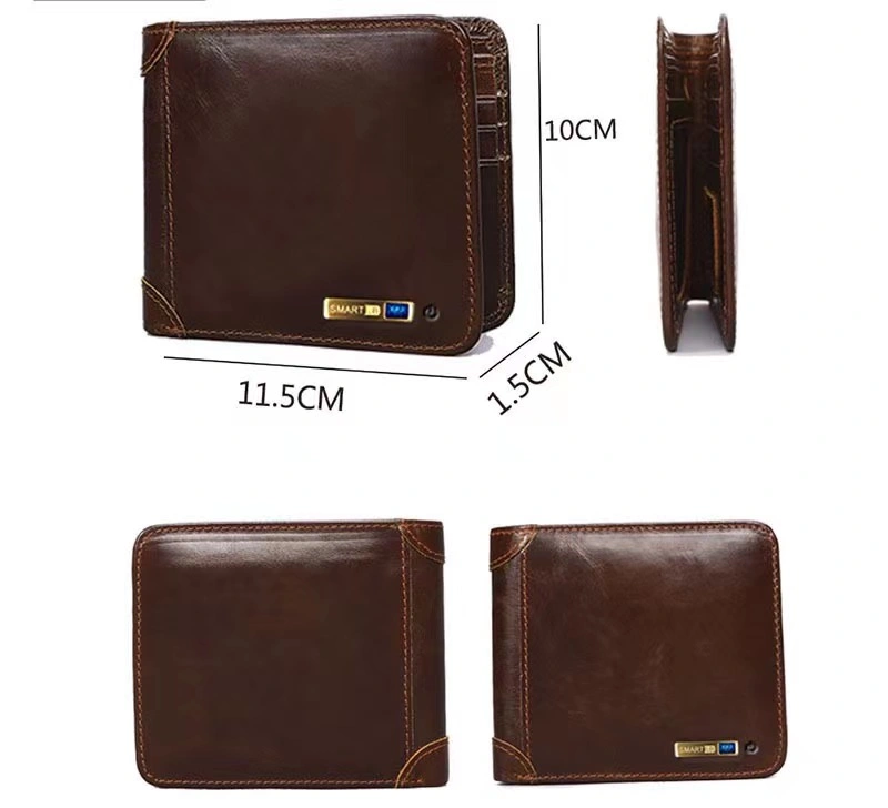 Manufacturer Factory OEM Bluetooth Magic Hi Tech Leather Wallet with GPS Anti-Theft Blocked Designer Fashion Popular Smart Business Men Wallet (F5004)